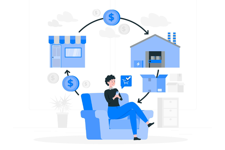 dropshipping model concept illustration