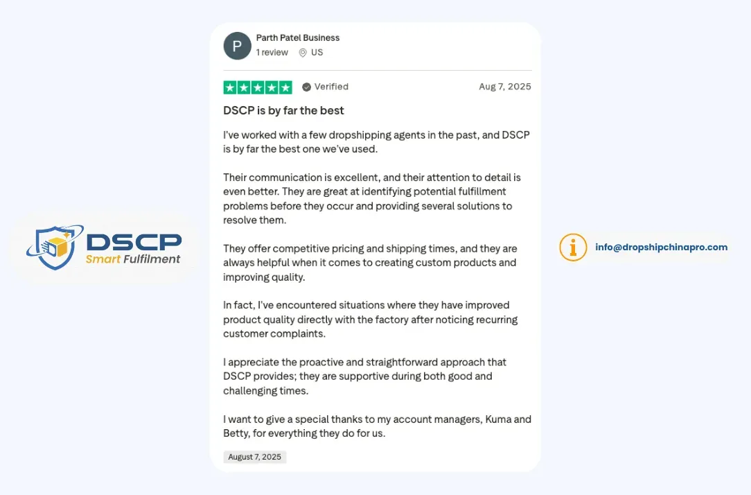 Parth-Patels-Review-on-Trustpilot-about-DSCP-Smart-Fulfillment-as-a-dropshipping-supplier